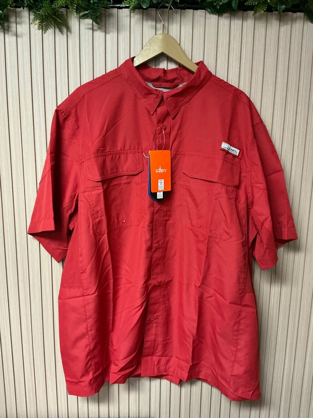 Habit Coastal Villa Short Sleeve Fishing Shirt Red Size 2XL